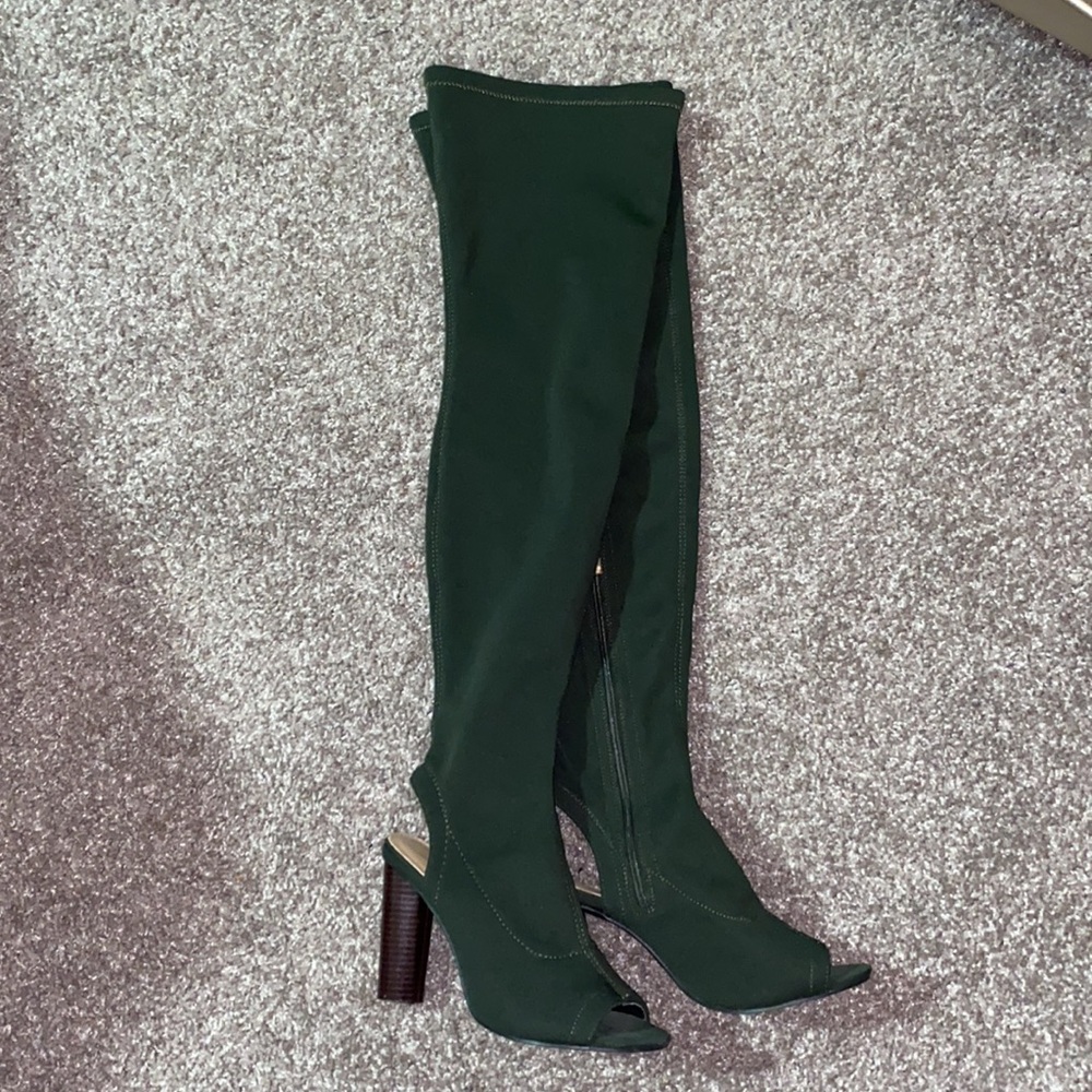Olive Green Thigh High Heels